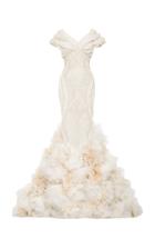 Zac Posen Handmade Ruffle Embroidered Gown