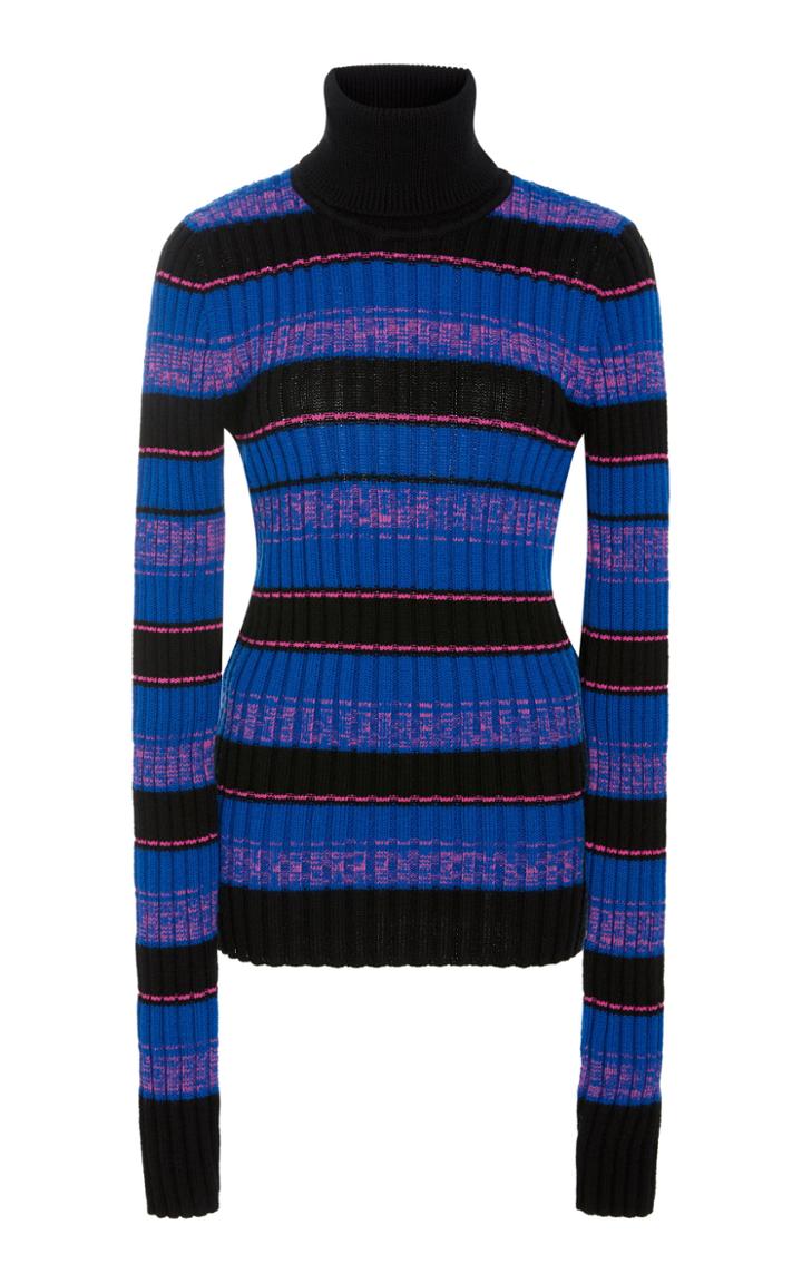 Maison Margiela Striped Ribbed Wool-blend Turtleneck Sweater