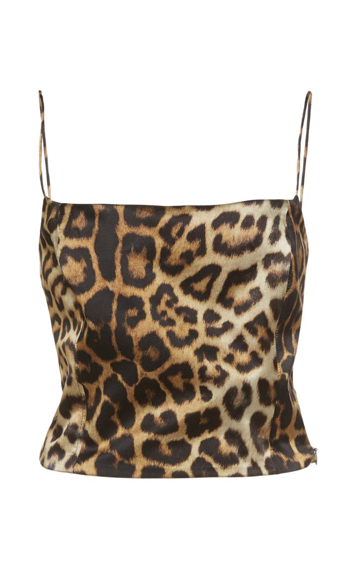 Gauge81 Sakai Leopard-print Satin Cropped Top