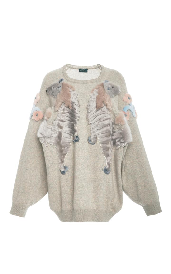 Alena Akhmadullina Mink Trim Cashmere Sweater