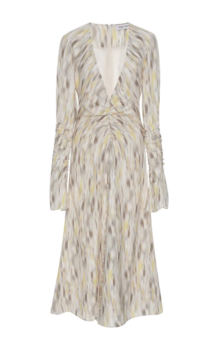 Prabal Gurung Long Sleeve Ruched Silk Dress