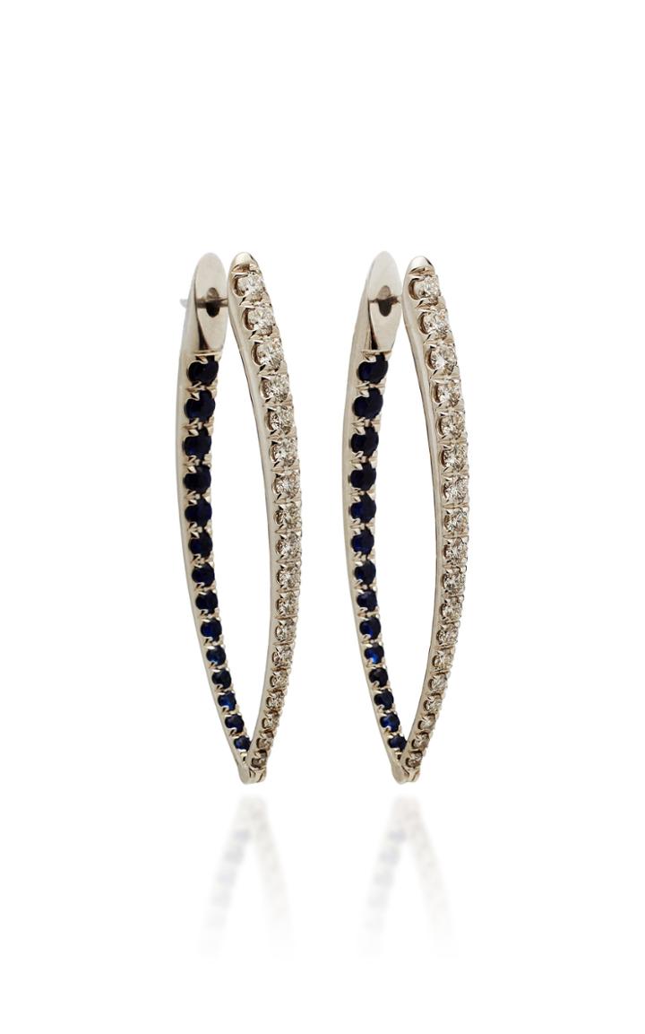 Melissa Kaye Christina 18k White Gold Diamond And Blue Sapphire Earrings