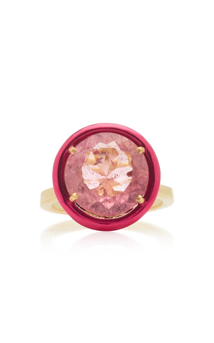 Carol Kauffmann Crown 18k Gold, Toumaline And Diamond Ring