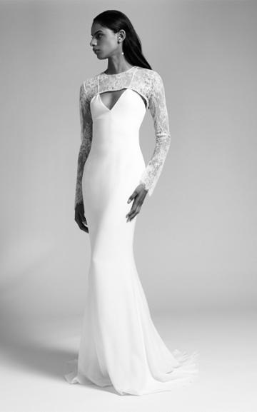 Cushnie Bridal Cindy V Neck Silk Gown With Lace Bodice