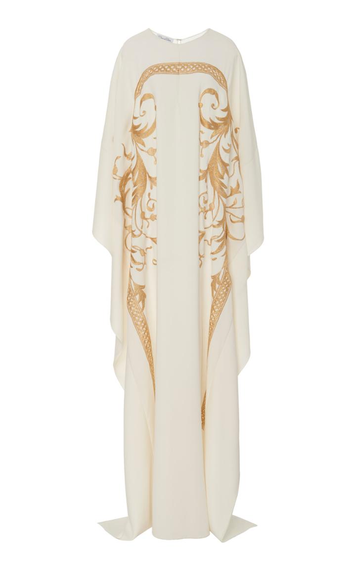 Oscar De La Renta Metallic Printed Silk-blend Crepe Caftan