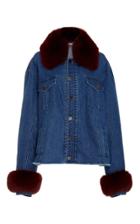 Tanya Taylor Jaxson Fox Fur Collar Denim Jacket