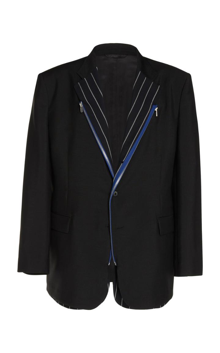 Maison Margiela Zip-trimmed Mohair And Wool-blend Blazer