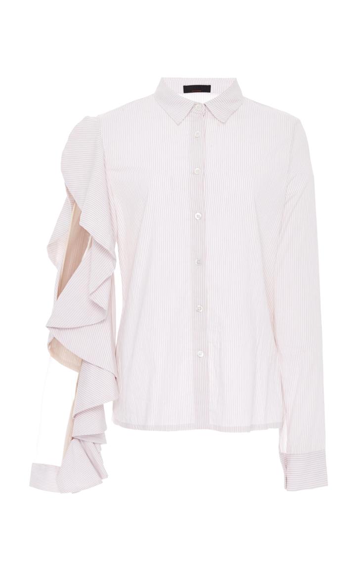 Maki Oh Striped Ruffle Sleeve Shirt