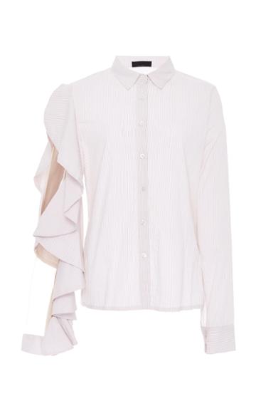 Maki Oh Striped Ruffle Sleeve Shirt