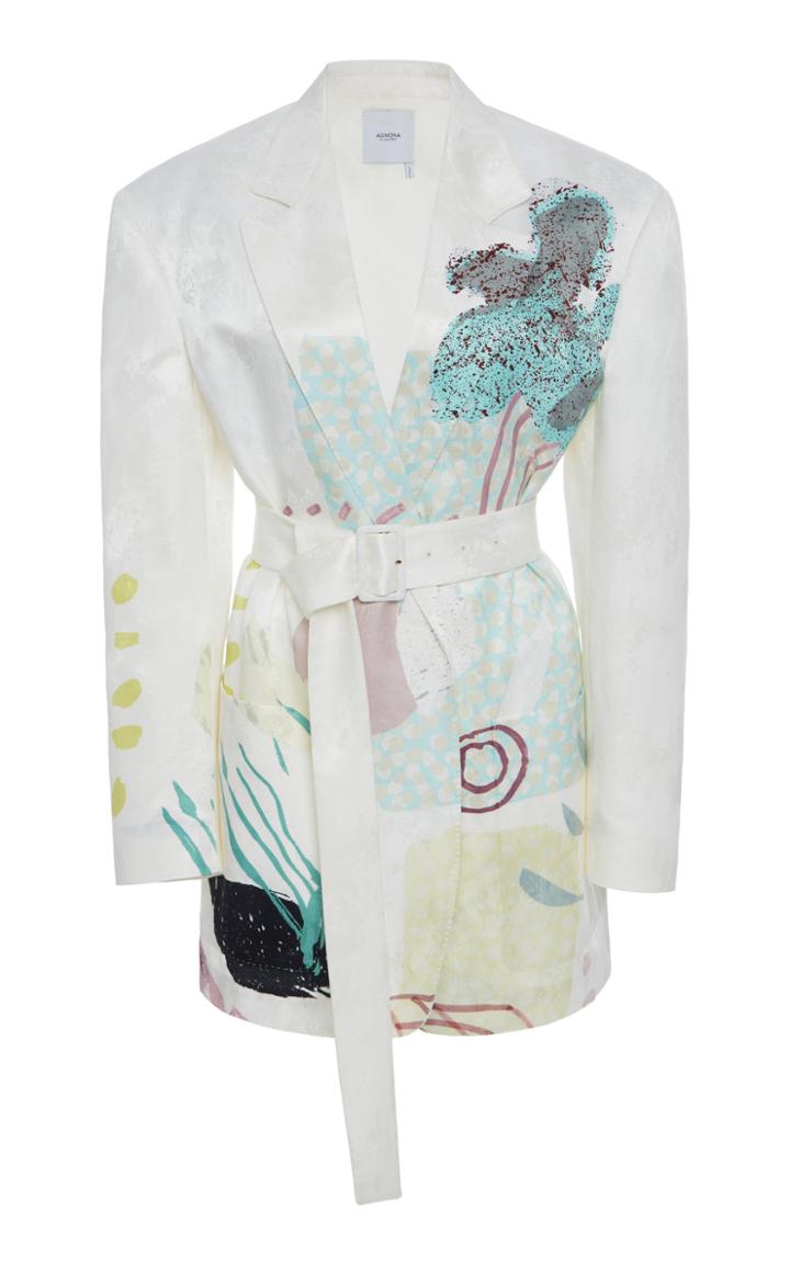 Moda Operandi Agnona Abstract-print Cotton-silk Cloqu Belted Jacket Size: 36