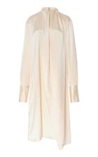 Loewe Gathered Tie-detailed Satin Midi Dress