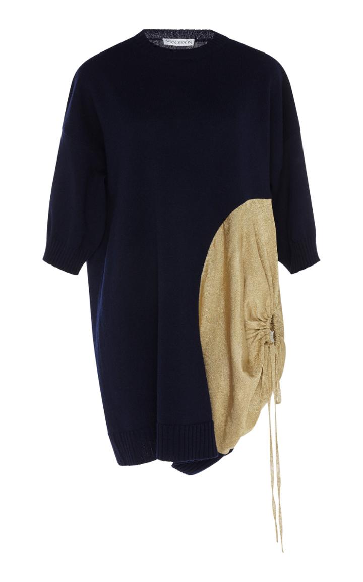 Jw Anderson Ruched Side Wool-blend Top