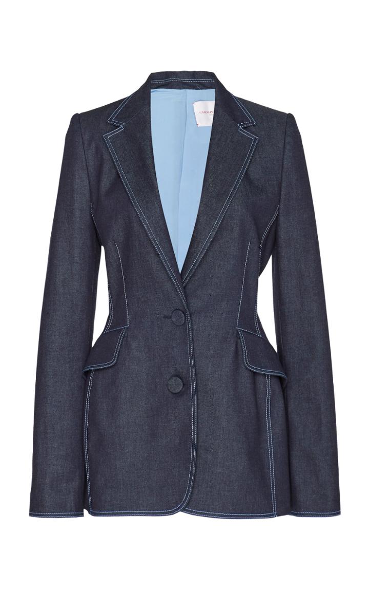 Carolina Herrera Contrast Stitch Stretch-denim Blazer Size: 0