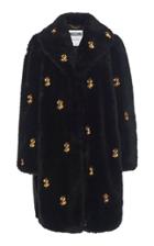 Moschino Currency-embellished Faux Fur Coat