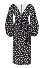 Carolina Herrera Tie-front Polka-dot Satin Dress