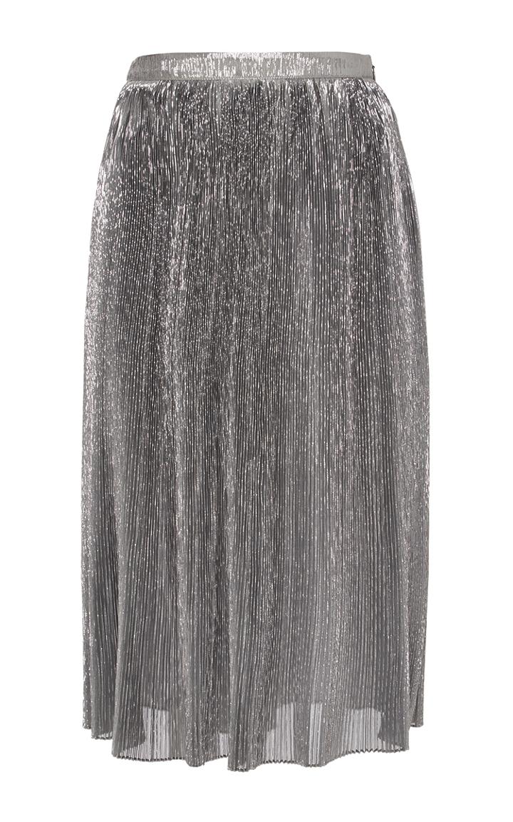 Adam Lippes Metallic Silk Pleated Skirt