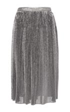 Adam Lippes Metallic Silk Pleated Skirt