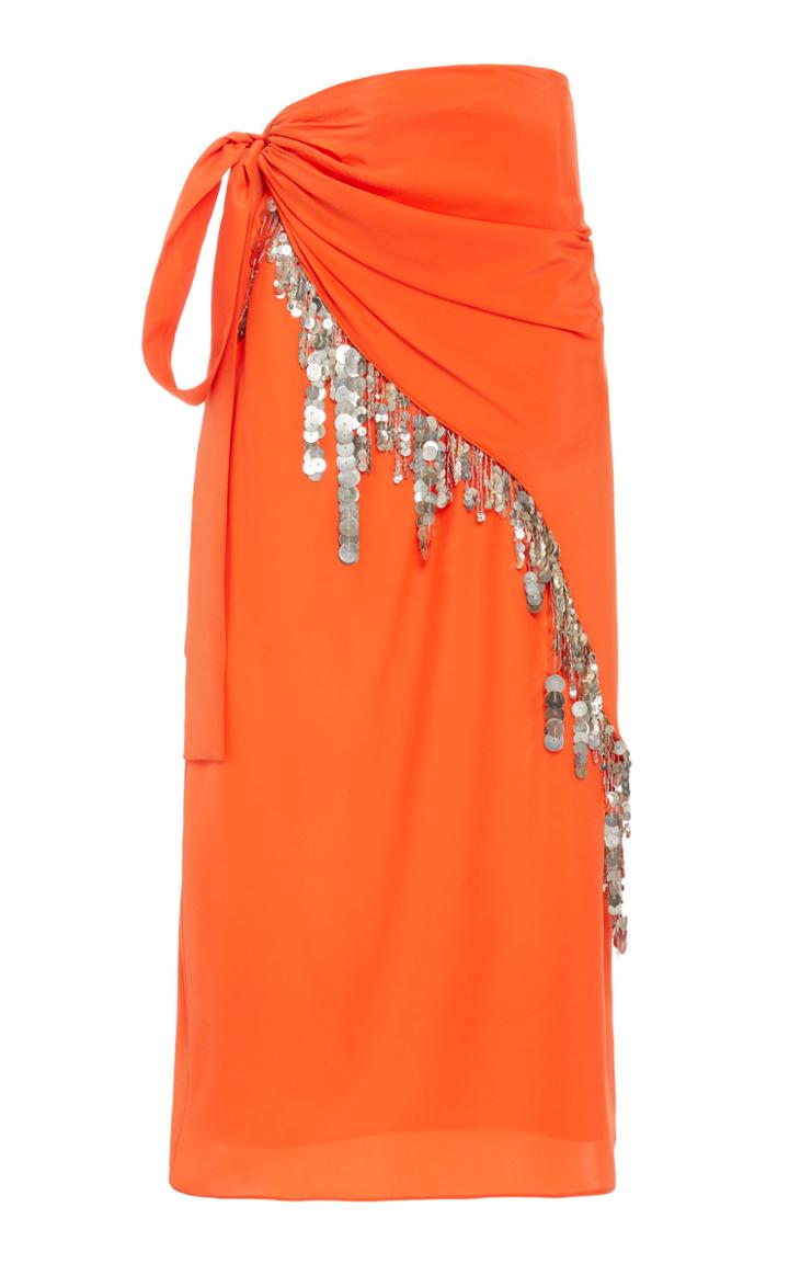 Prabal Gurung Hary Silk Sequin Wrap Skirt