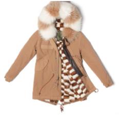 Mr & Mrs Italy Ecru Parka Midi With Check Mink Lining