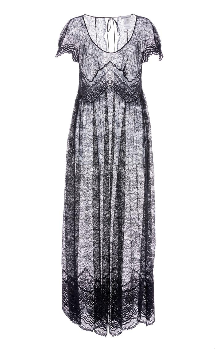 Paco Rabanne Scoop Neck Lace Maxi Dress