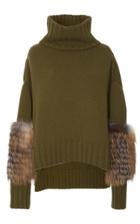 Sally Lapointe Cross Fox Fur Sleeve Pullover