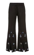 Alexis Lanh Beaded Split-hem Cropped Pants