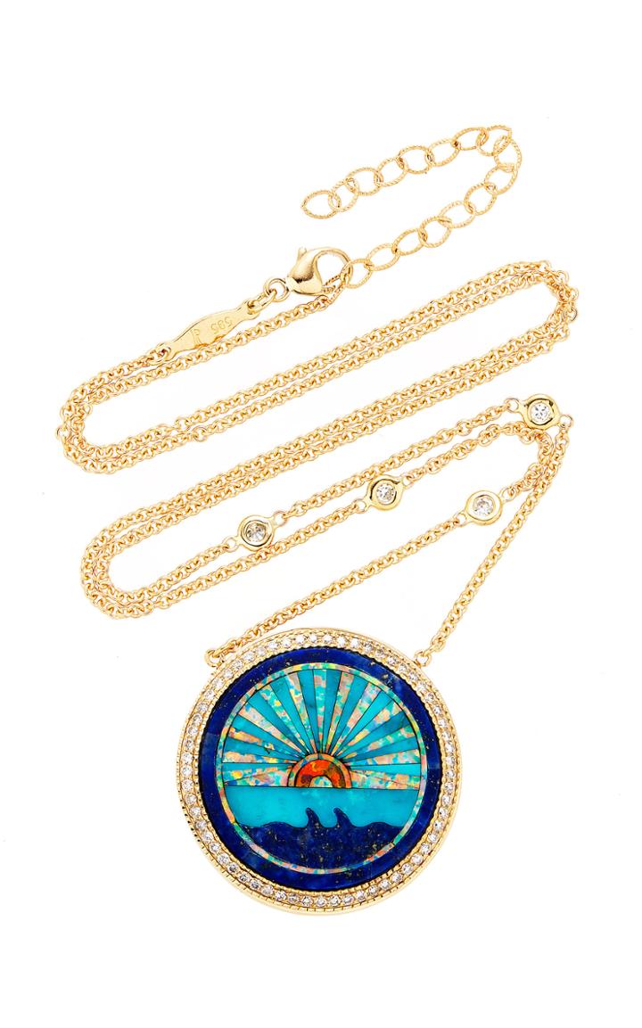 Jacquie Aiche Small Pave Sunshine Opal Inlay Necklace