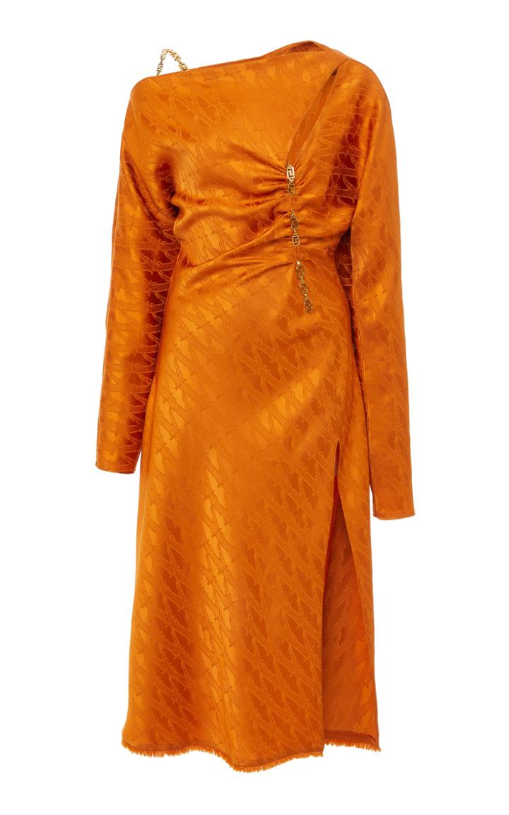 Versace Off-the-shoulder Cutout Satin Dress