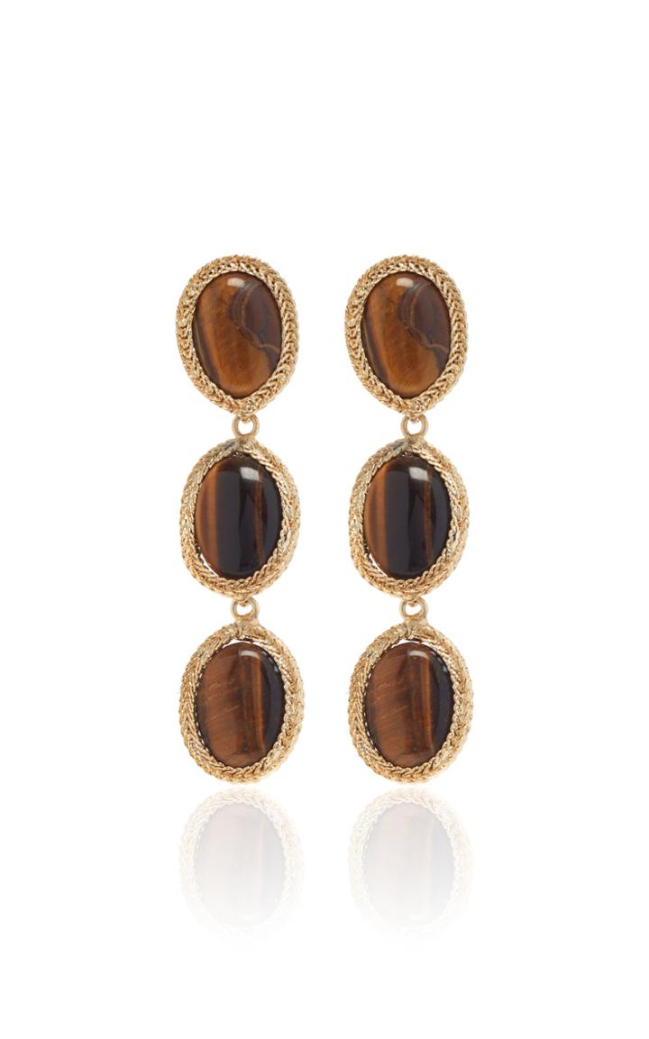 Moda Operandi Rosantica Ramino Tiger Eye 3-tier Drop Earrings