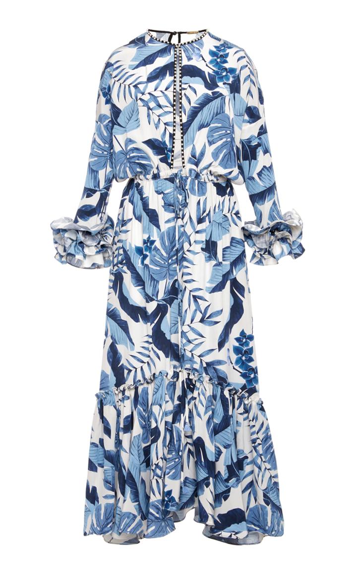 Johanna Ortiz M'o Exclusive Royal Navy Crepe De Chine Dress