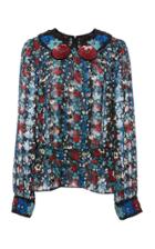 Anna Sui Fruits And Florals Ditsy Daze Embellished Collar Blouse