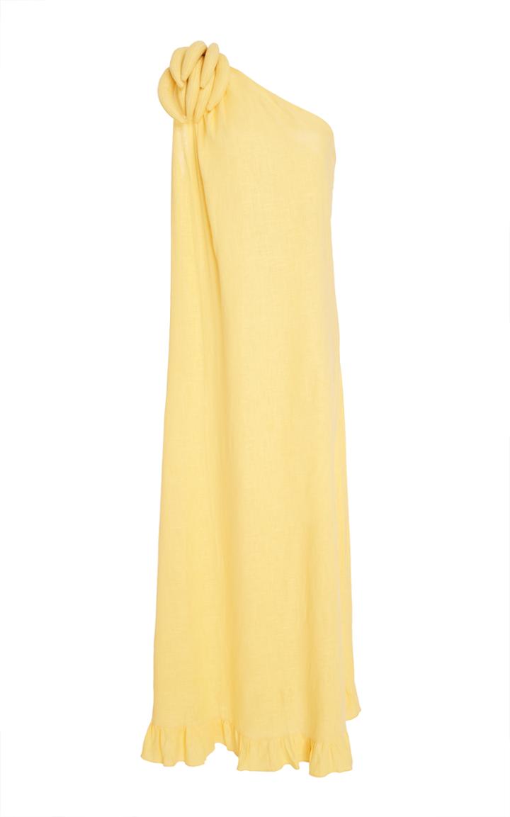 Adriana Degreas One Shoulder Long Dress With Bananas Detail