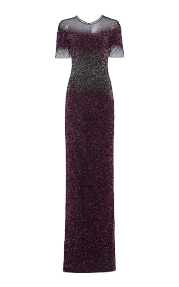 Pamella Roland Ombr Sequined Gown