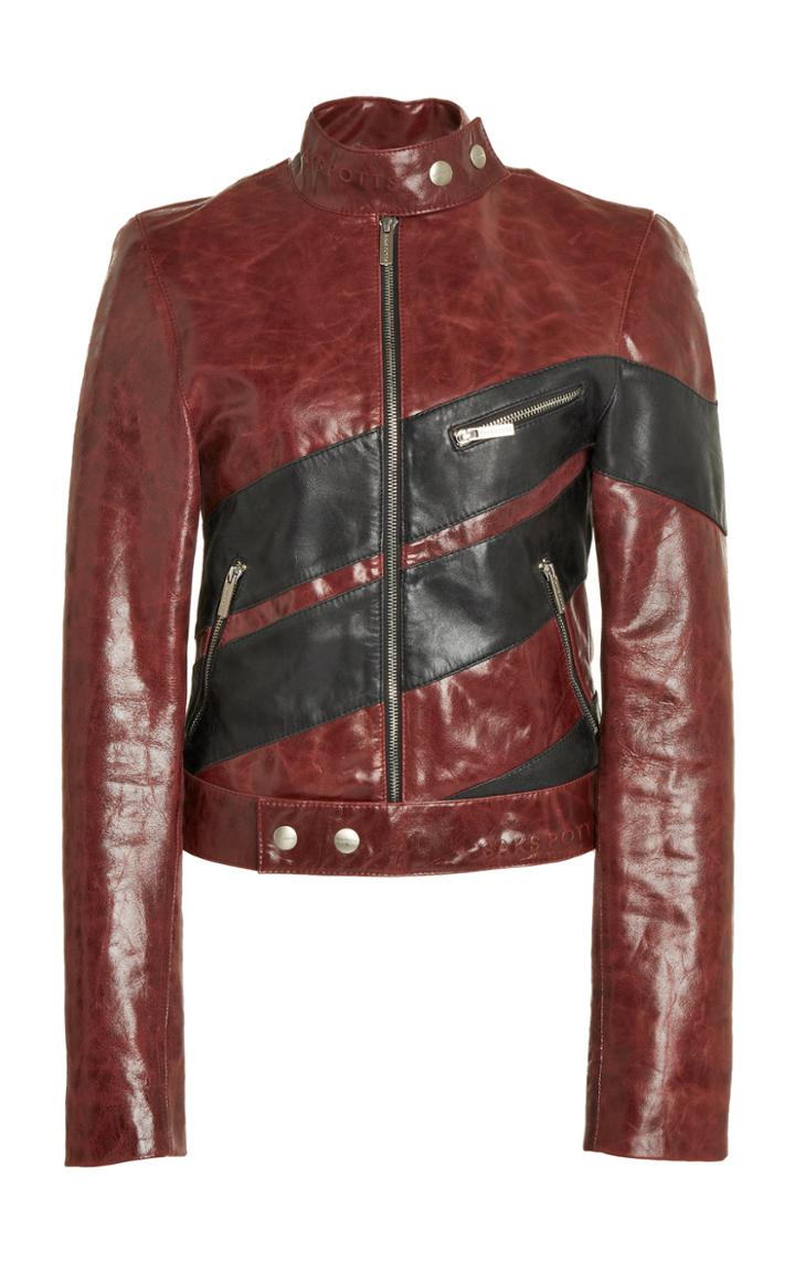 Moda Operandi Saks Potts Wheel Racing Striped Leather Biker Jacket