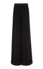 Ralph Lauren Alana Satin-trimmed Wool-blend Wide-leg Pants
