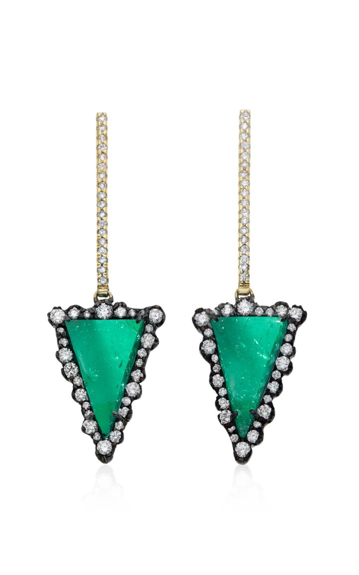 Moda Operandi Kimberly Mcdonald X Muzo 18k Gold And Muzo Emerald Earrings