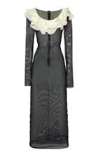 Alessandra Rich Mock Neck Plastron Net Dress