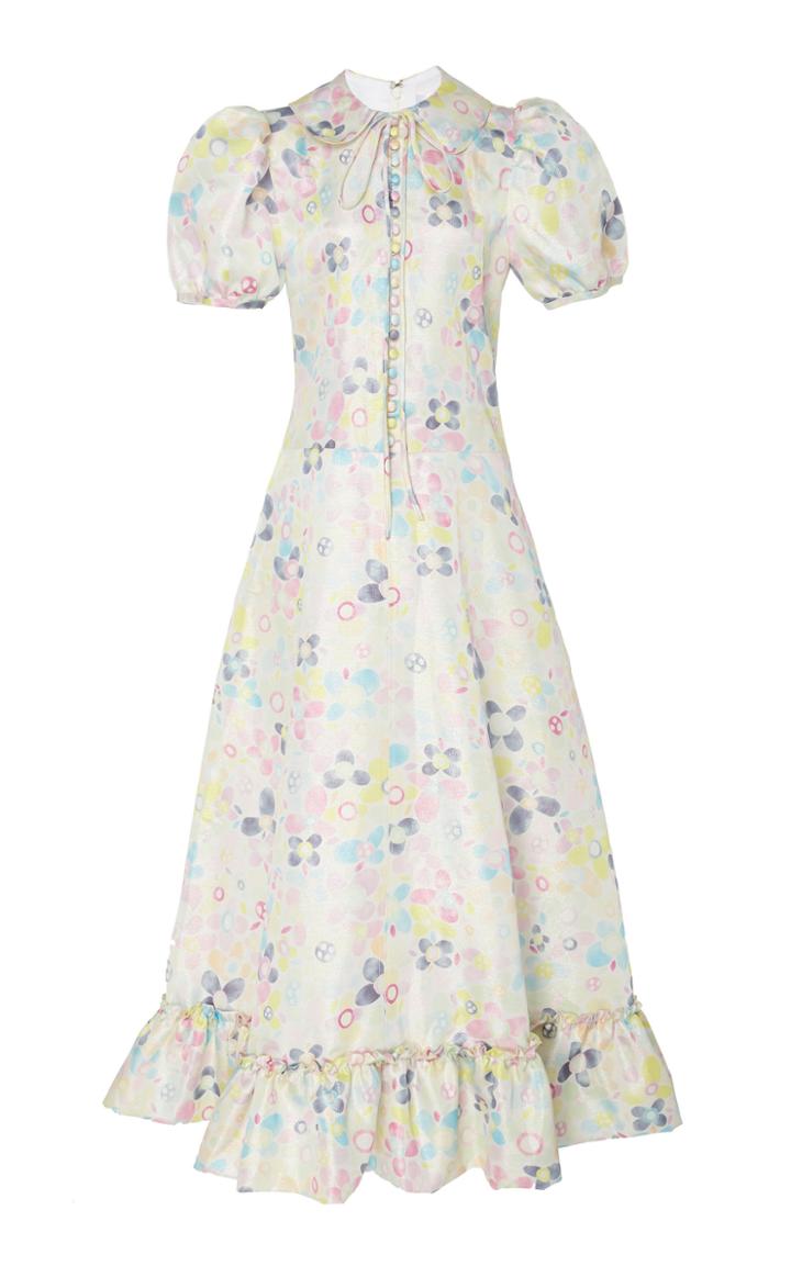 Ryan Lo Puff Sleeve Floral Cady Dress