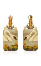 Silvia Furmanovich Marquetry Swan Rectangular Drop Earrings With Light Brown Diamonds And Citrine