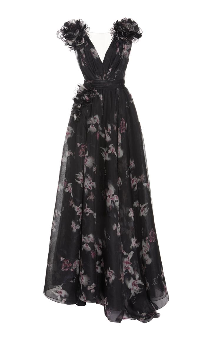 Moda Operandi Marchesa Floral-printed Organza Gown