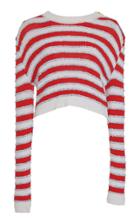 Balmain Tricolored Stripe Cropped Sweater