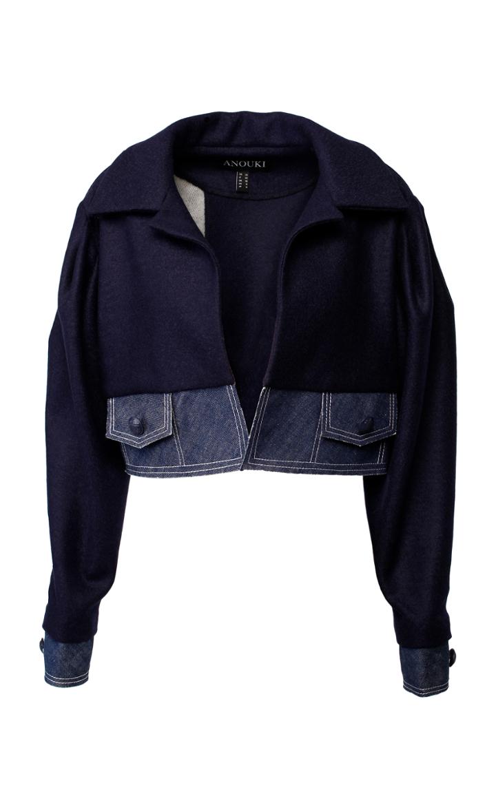 Anouki Dark Blue Loose-fit Cropped Jacket