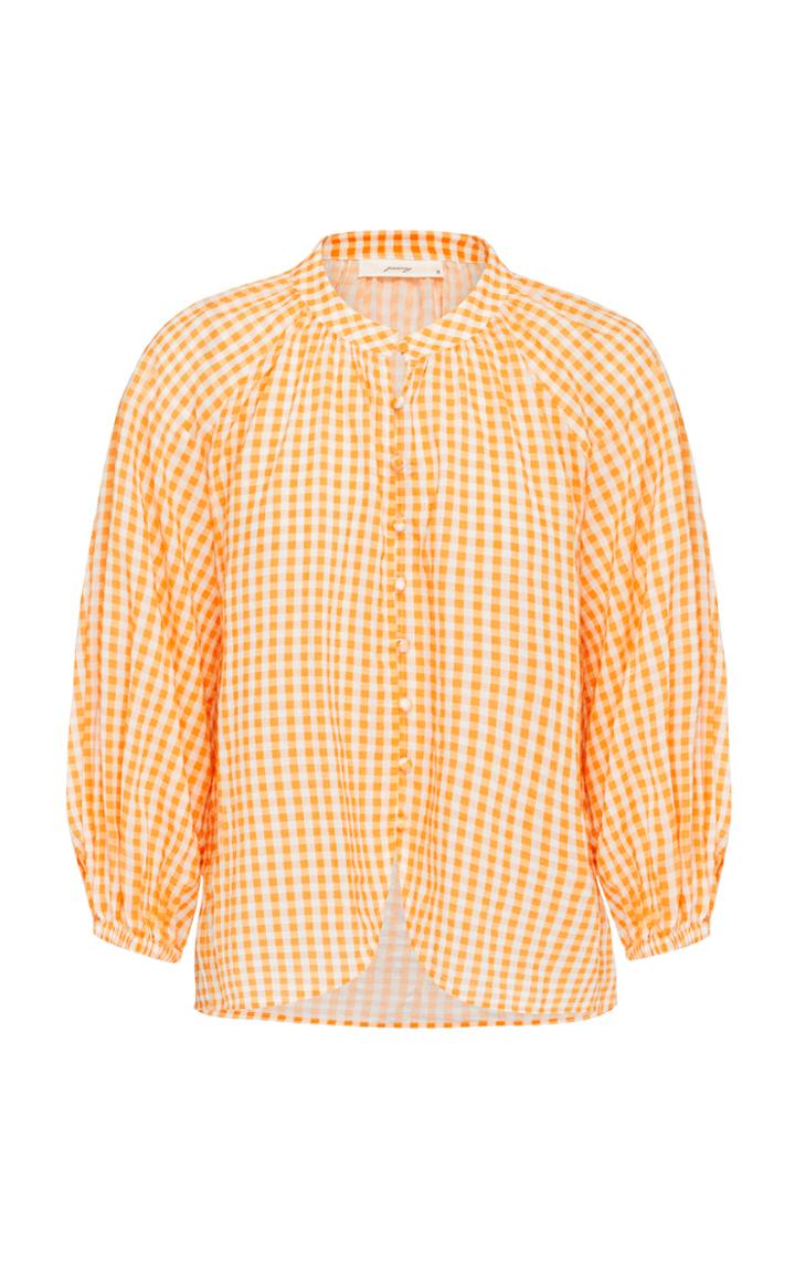 Moda Operandi Peony Gingham Organic Cotton-blend Top