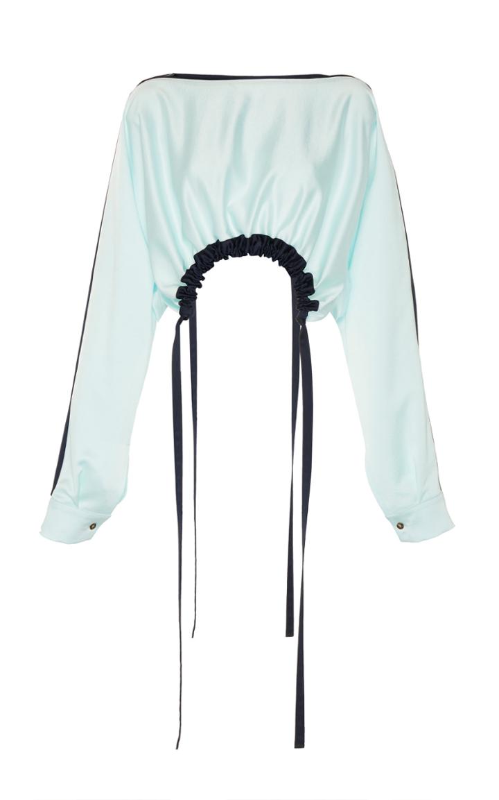 Cdric Charlier Cropped Boatneck Satin Top