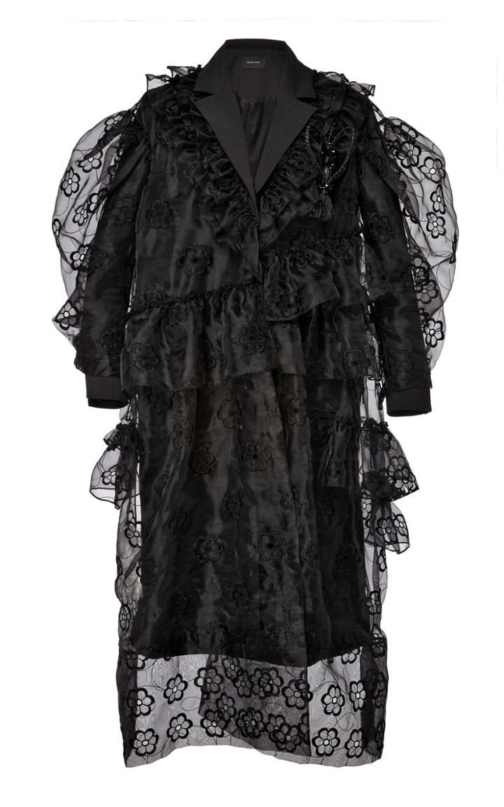 Moda Operandi Simone Rocha Ruffle Contrast Lapel Coat Size: 6