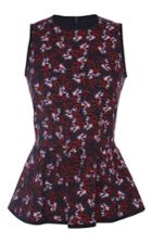 Mother Of Pearl Blossom Navy Printed Finch Cotton Peplum Top