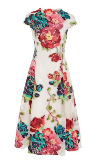 Mi Jong Lee Cap Sleeve Midi Dress