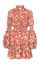 Alexis Rosewell Smocked Floral-print Jacquard Mini Dress