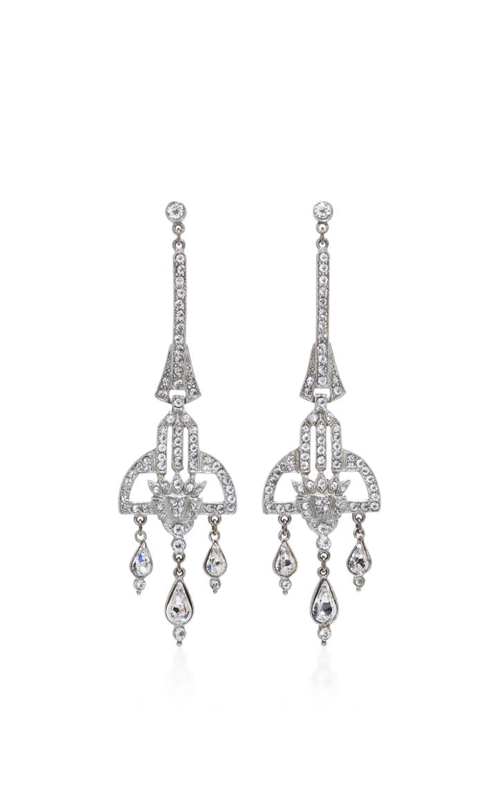 Ben Amun Antique Silver Crystal Deco Earring
