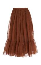 Rochas Qualix Tiered Silk Organza Midi Skirt